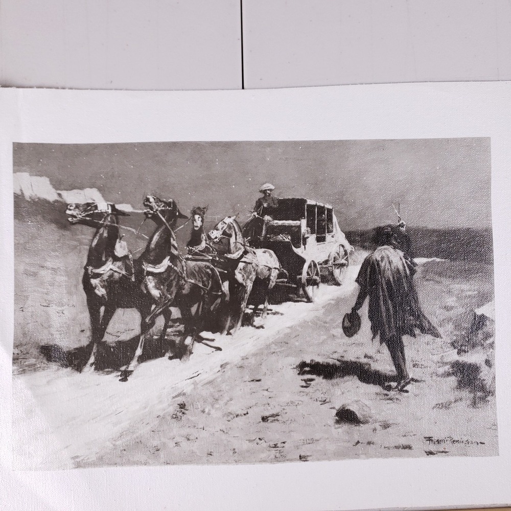 Frederic‎ Remington Western Stagecoach Canvas Print 17x11 Greyscale